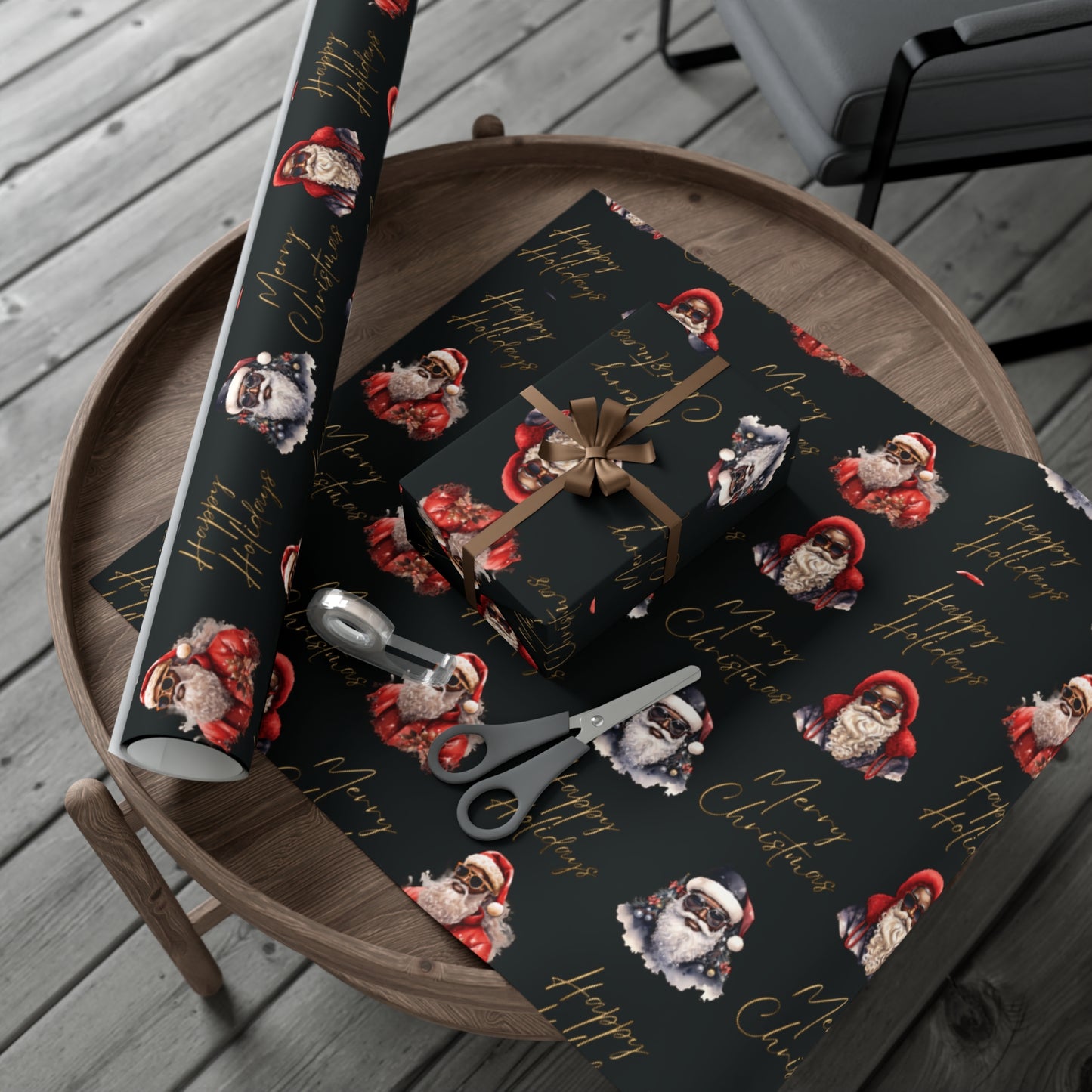 Black Santas Holiday Gift Wrap