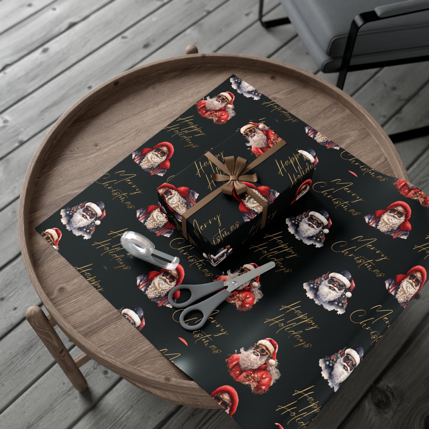 Black Santas Holiday Gift Wrap