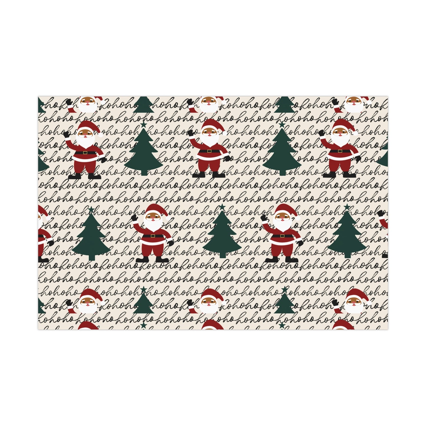 Black Santa Ho Ho Ho Holiday Gift Wrap