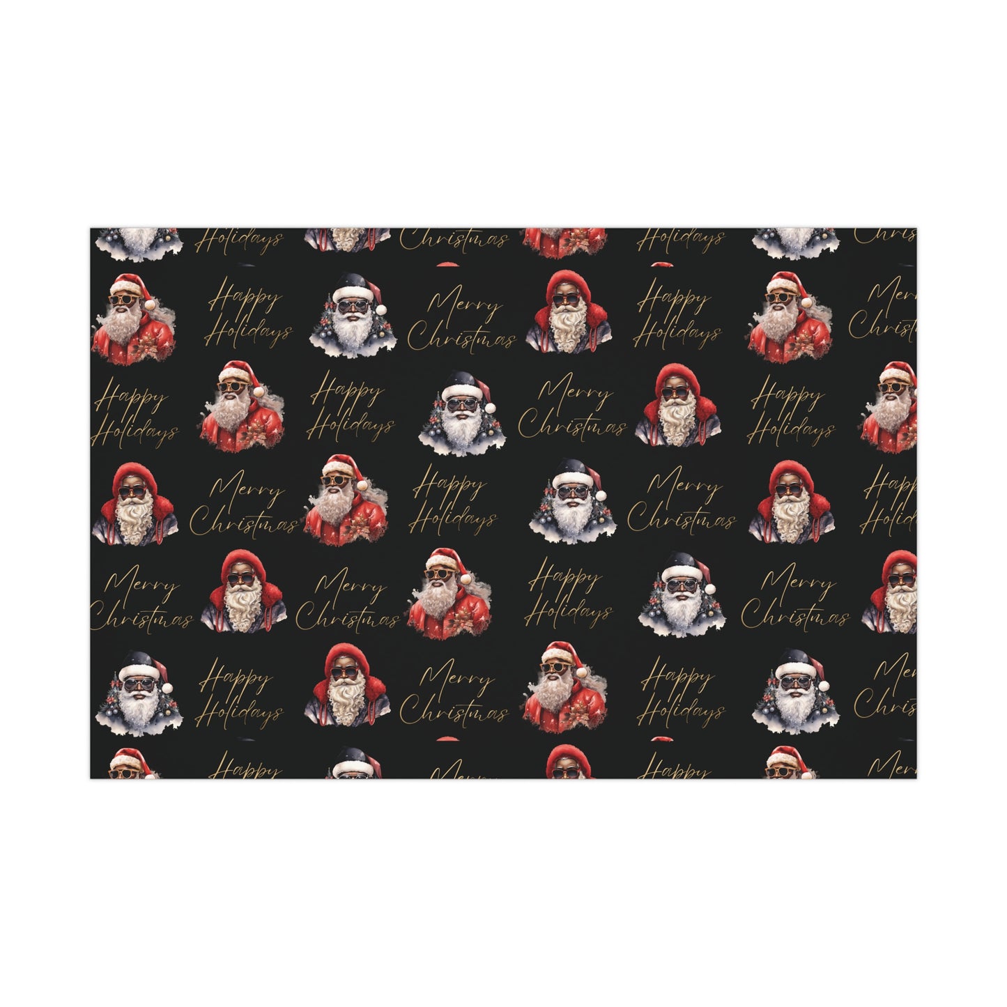 Black Santas Holiday Gift Wrap