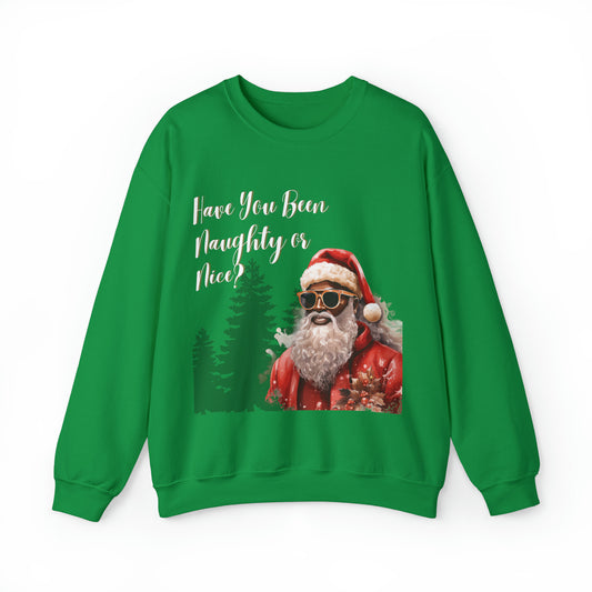 Black Santa Naughty or Nice Crewneck Sweatshirt