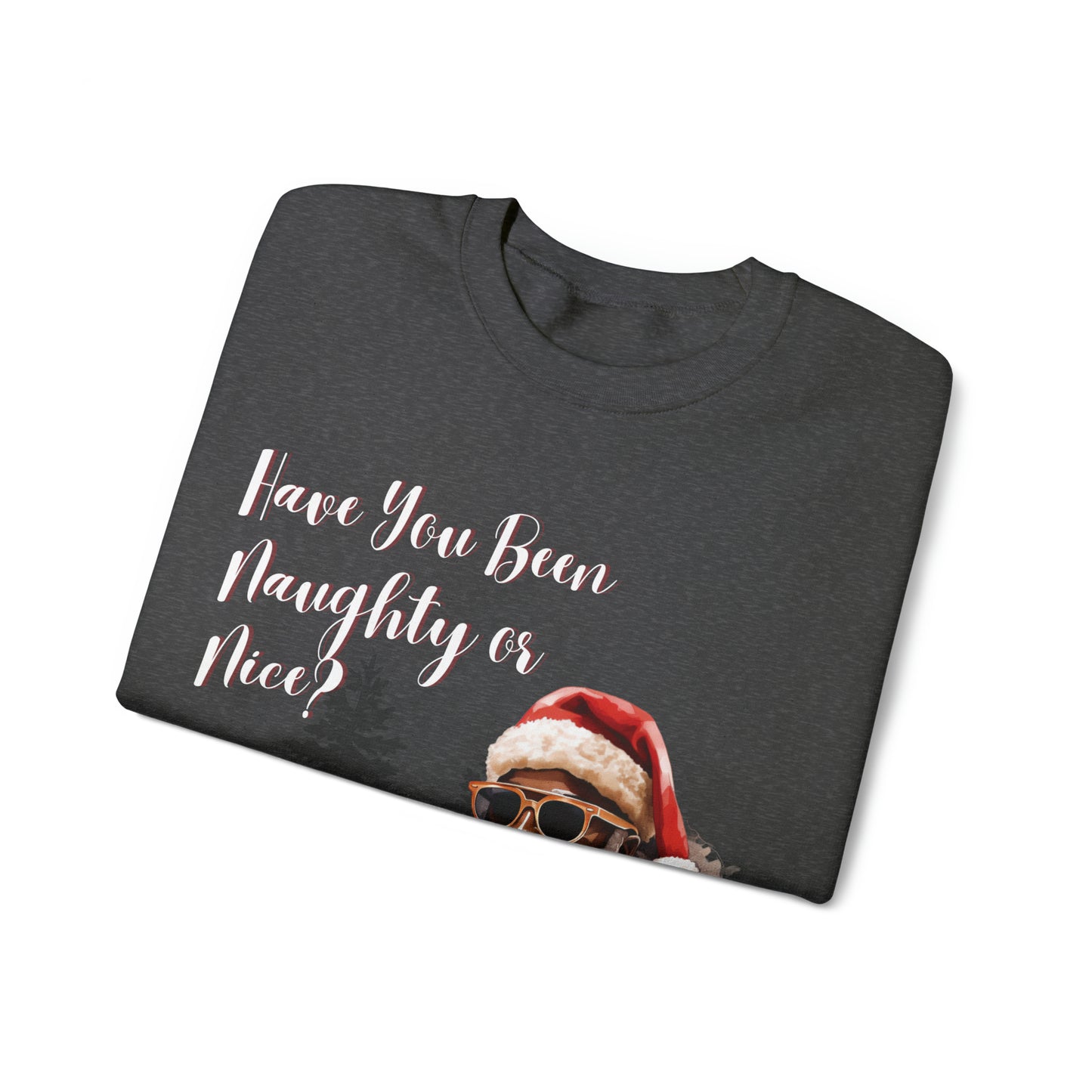 Black Santa Naughty or Nice Crewneck Sweatshirt