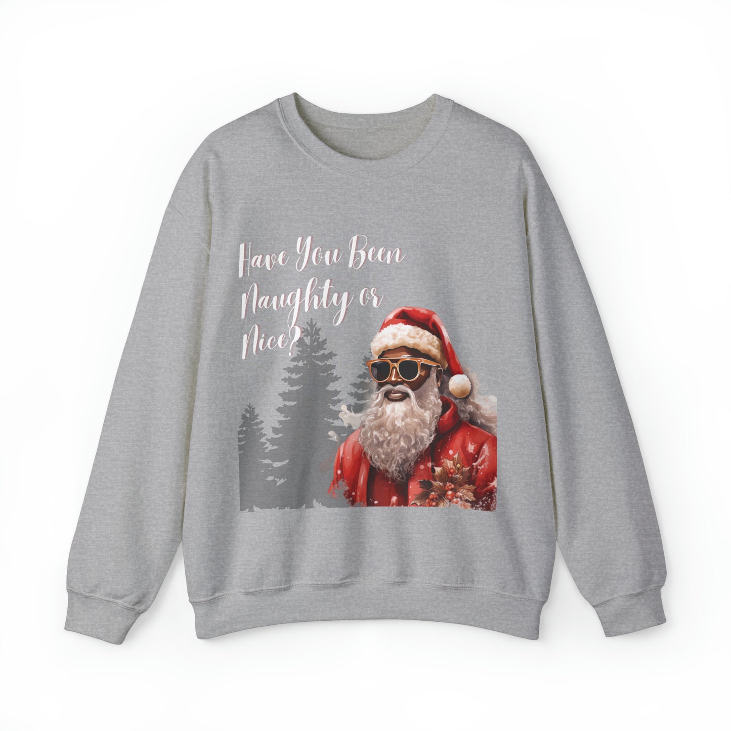 Black Santa Naughty or Nice Crewneck Sweatshirt