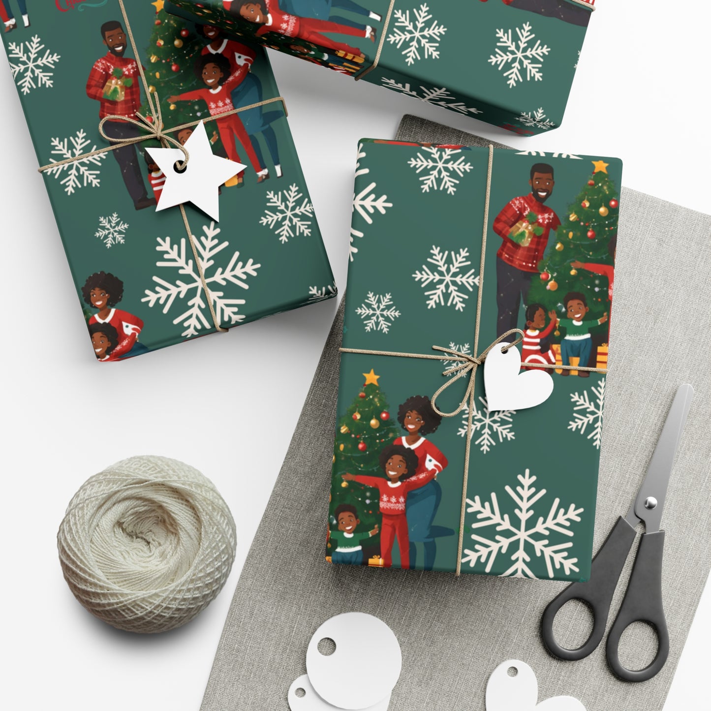 Black Family Christmas Holiday Gift Wrap