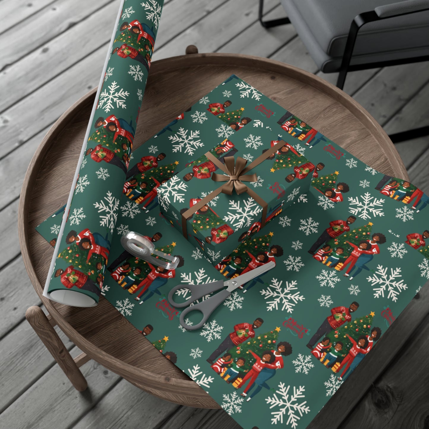 Black Family Christmas Holiday Gift Wrap