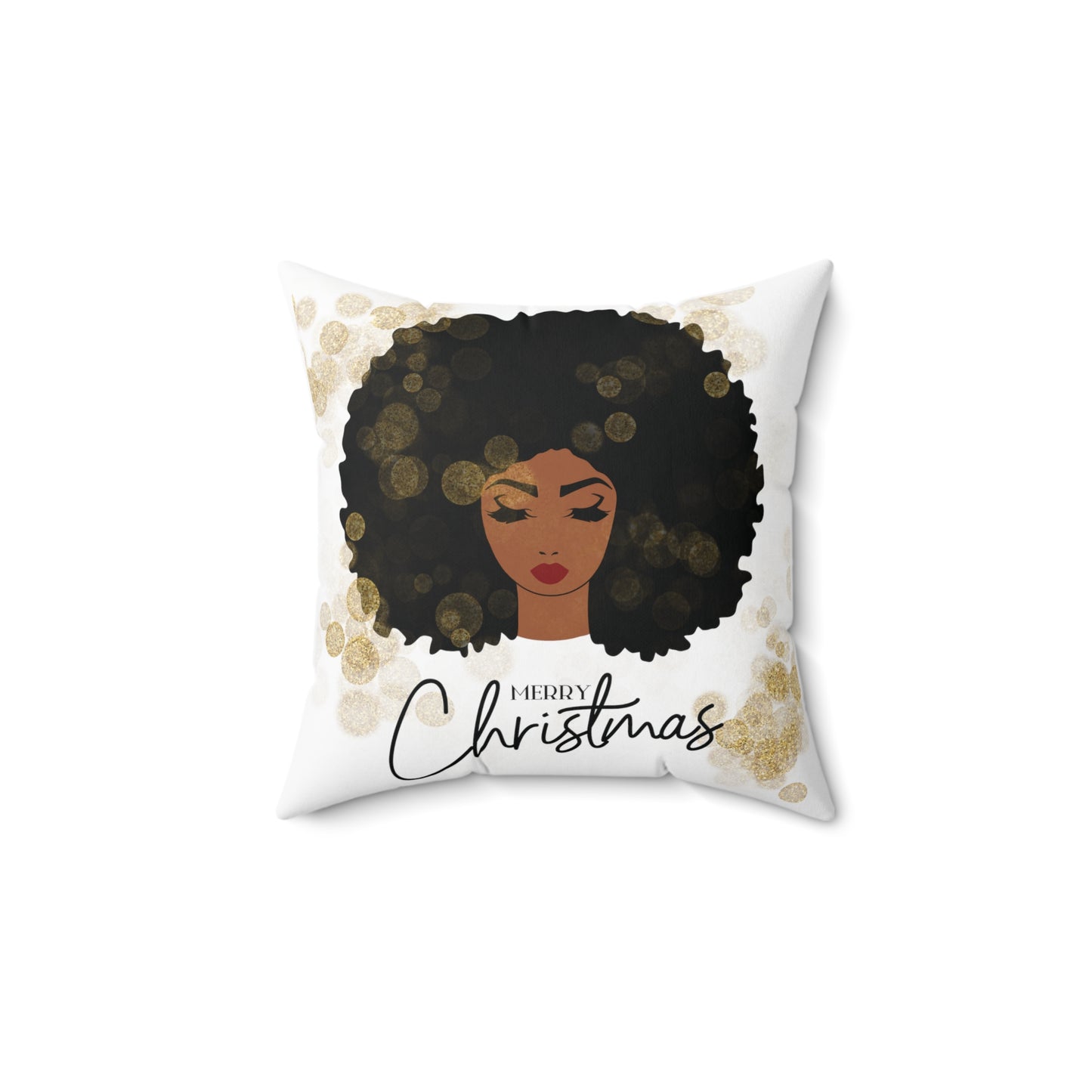 Afro Girl Merry Christmas Square Pillow