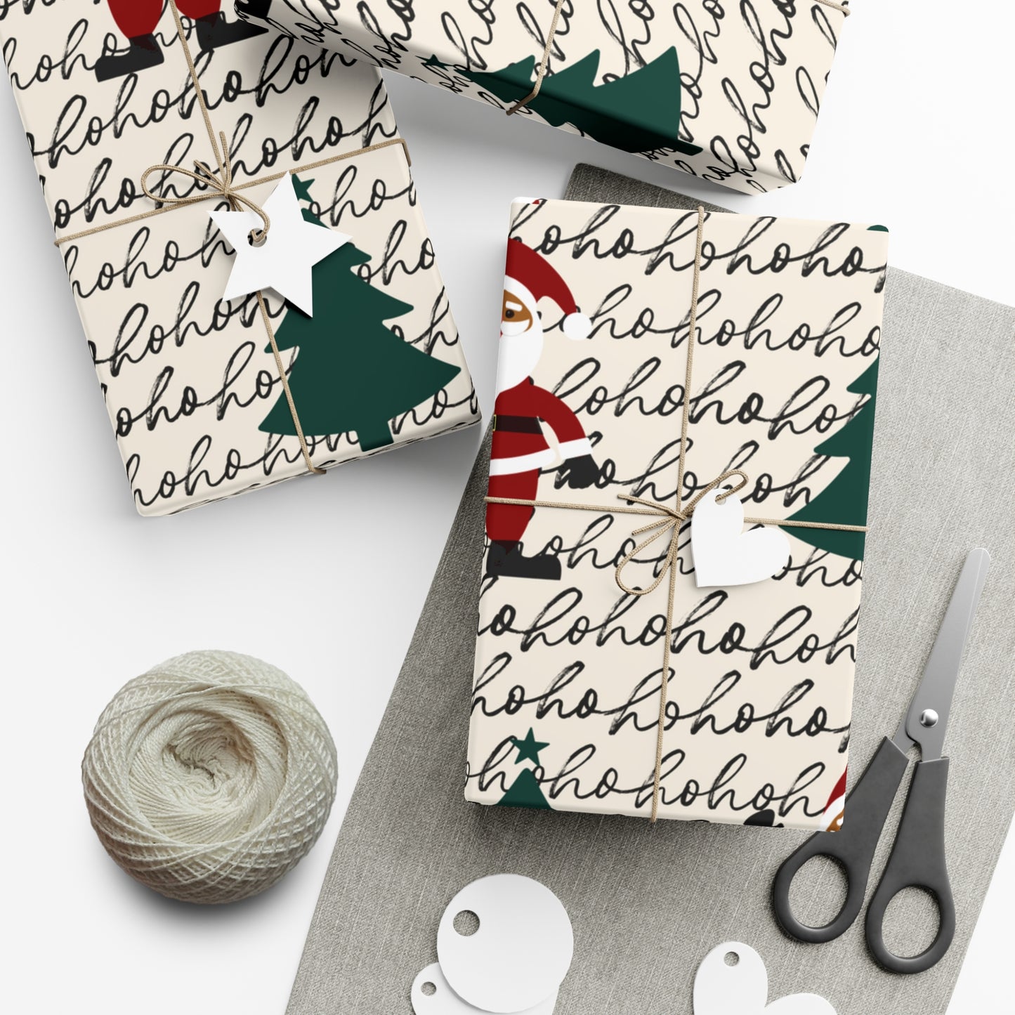 Black Santa Ho Ho Ho Holiday Gift Wrap