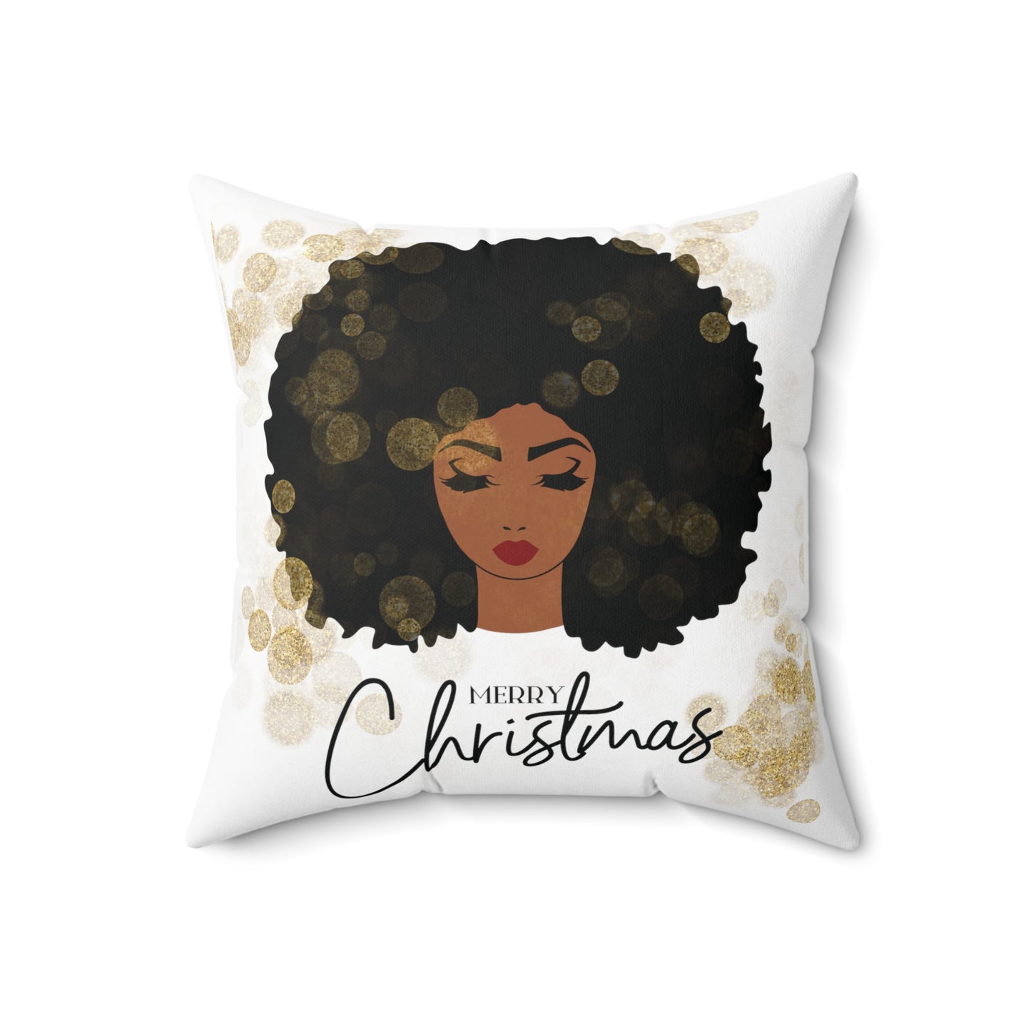 Afro Girl Merry Christmas Square Pillow