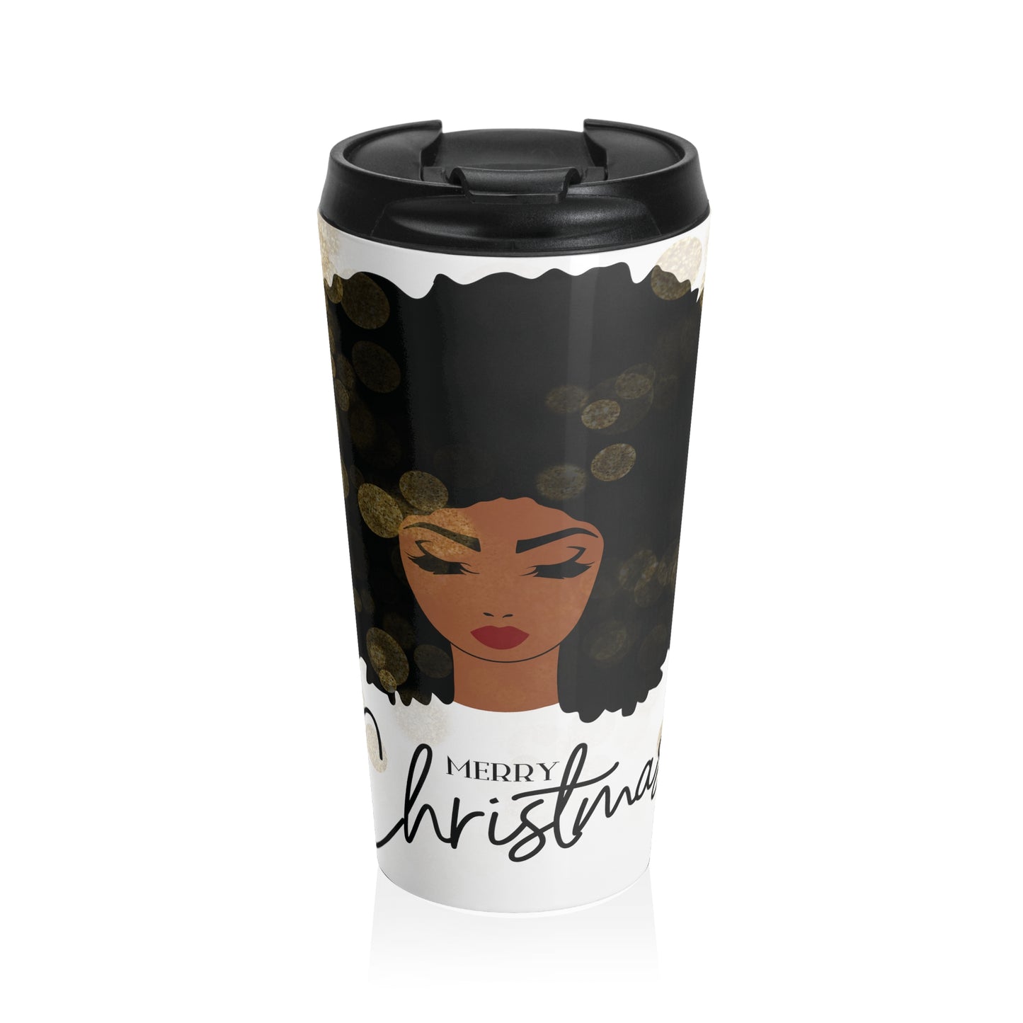 Fro Girl Merry Christmas Stainless Steel Travel Mug