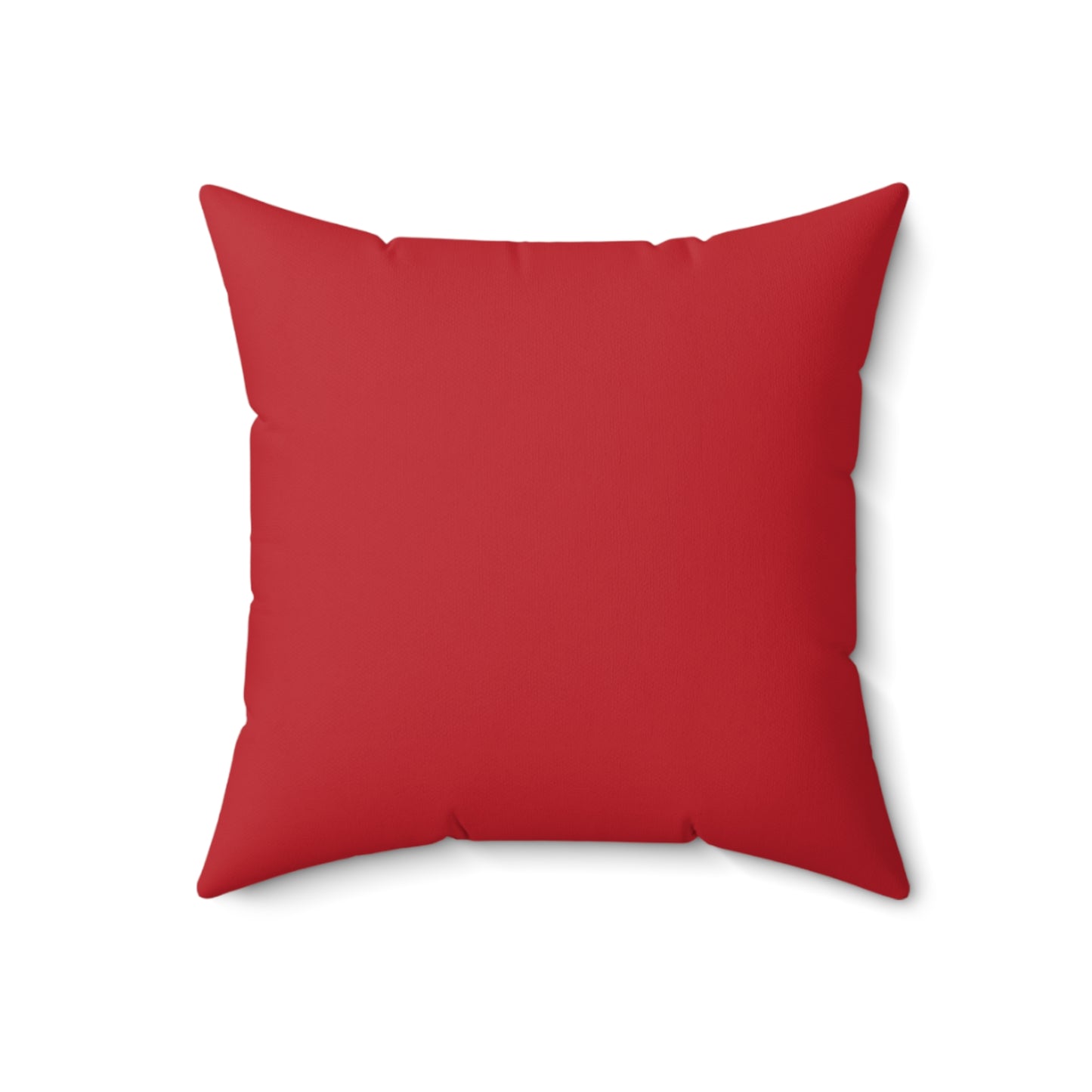 Red christmas throw pillow with african american girl that says Merry and Bright, back view