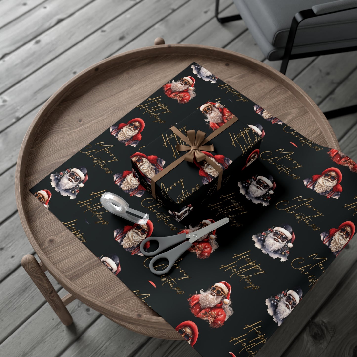 Black Santas Holiday Gift Wrap