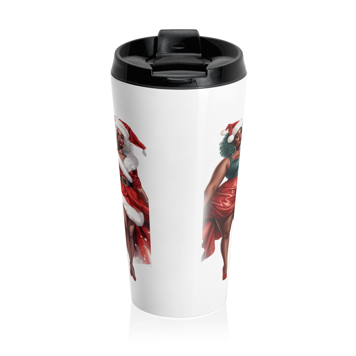 Melanated Christmas Ladies Stainless Steel Travel Mug