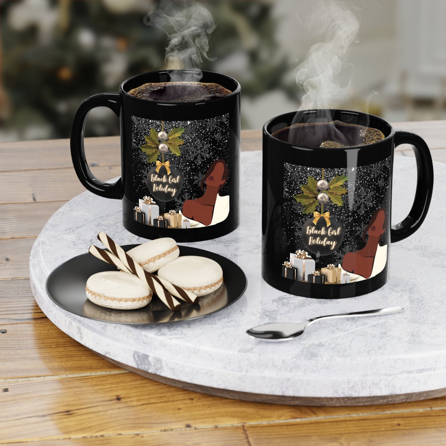 Black Girl Holiday Mug