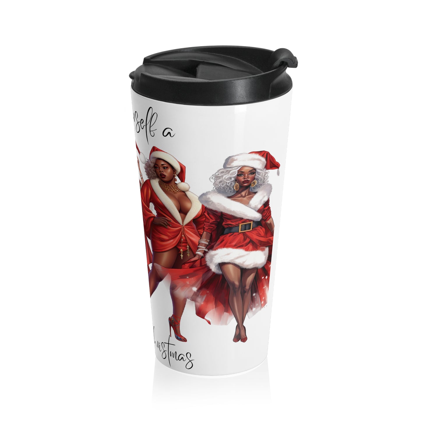 Melanated Christmas Ladies Stainless Steel Travel Mug