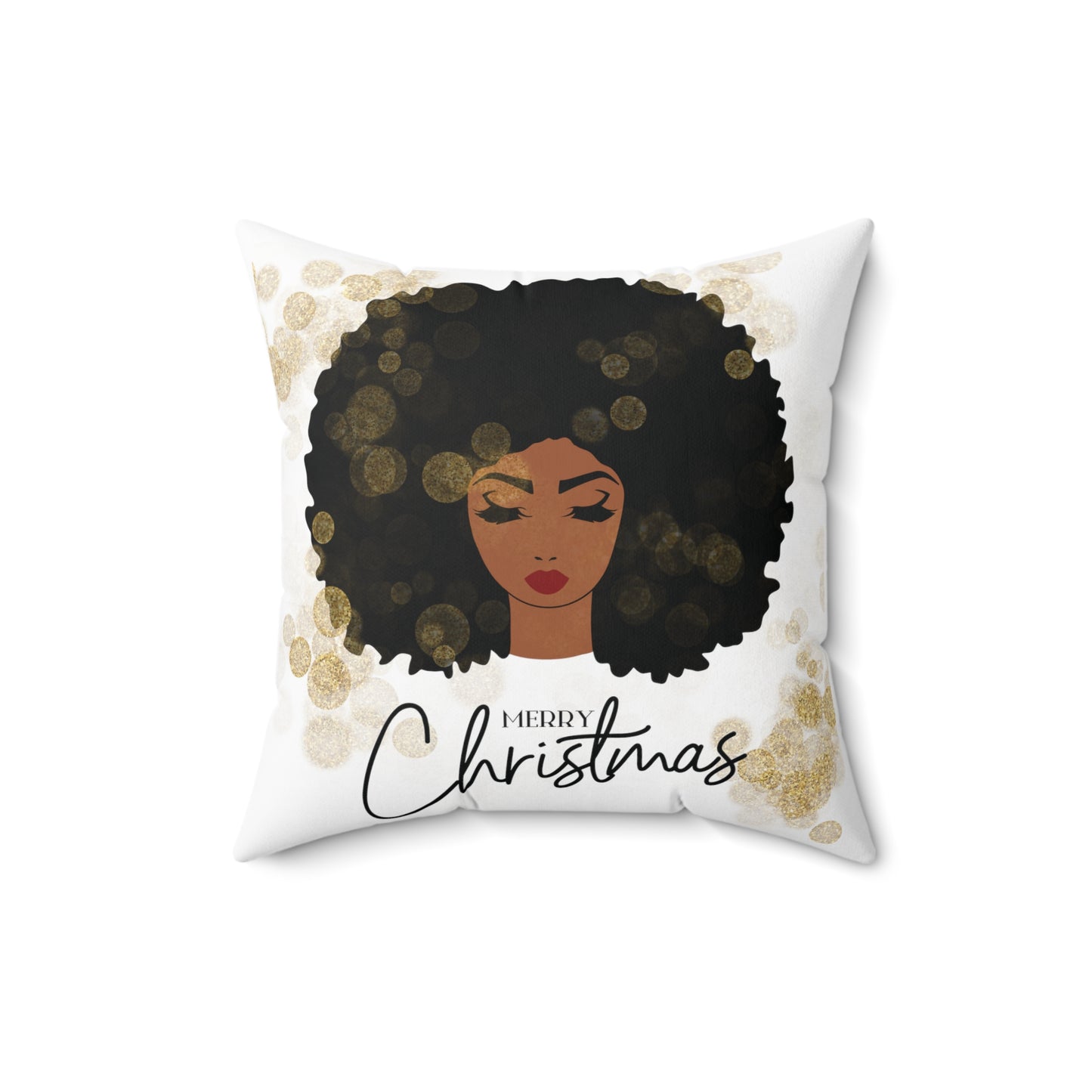 Afro Girl Merry Christmas Square Pillow