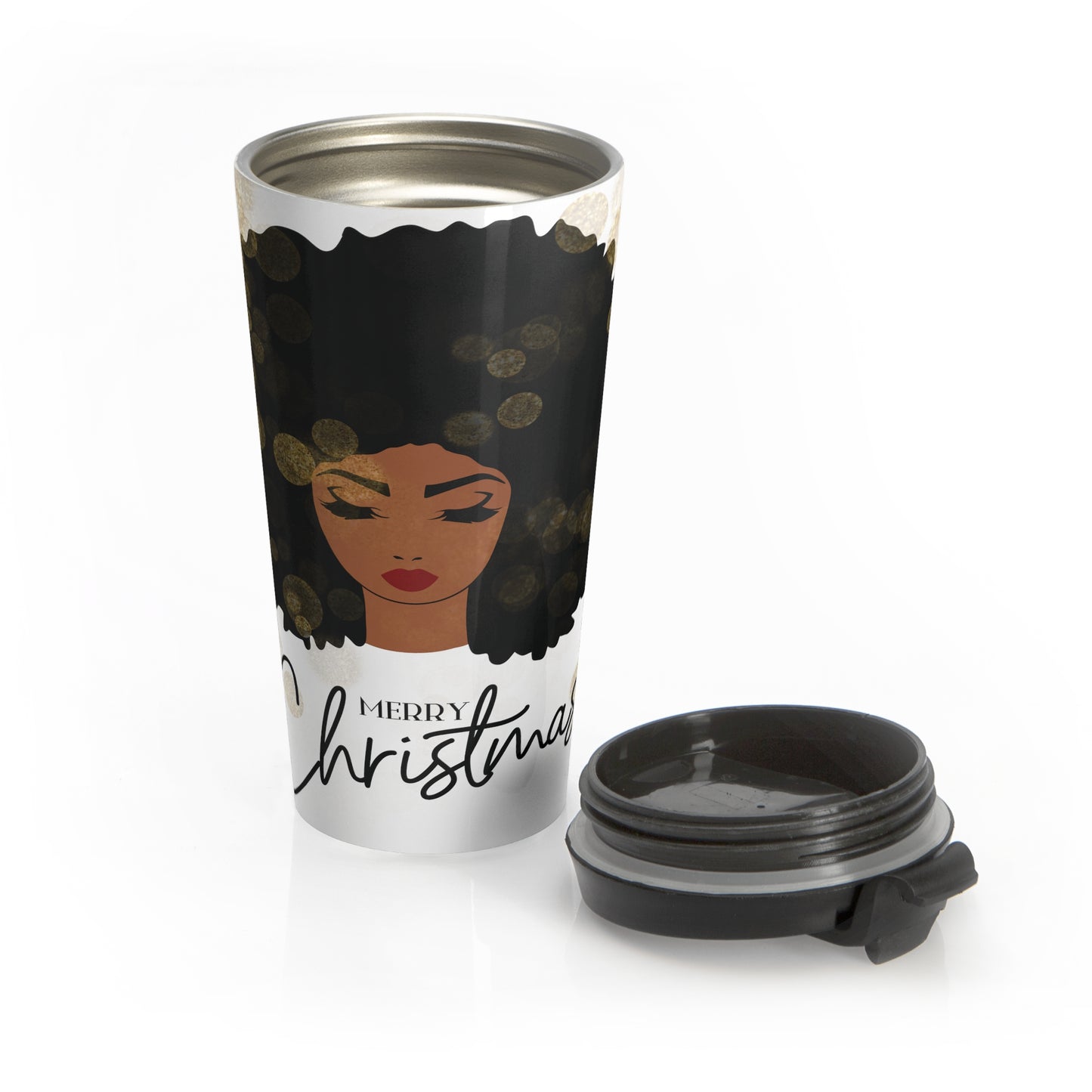 Fro Girl Merry Christmas Stainless Steel Travel Mug